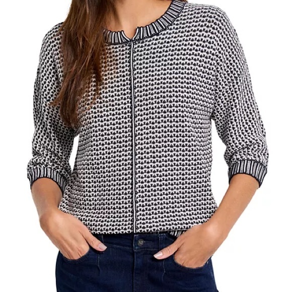 NIC+ZOE Sweaters - NWT NIC+ZOE Easy Tuck Stitch Pullover Sweater Split Neck Blue Size Medium